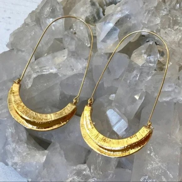 New! Anthropologie Gold Hoop Earrings - Picture 3 of 7